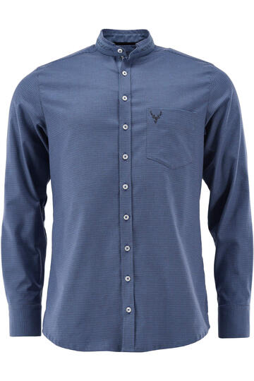 OS TRACHTEN Hemd mittelblau gemustert Slim Fit Langarm