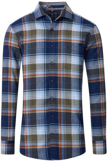REDMOND Flanell Hemd blau kariert Comfort Fit Langarm