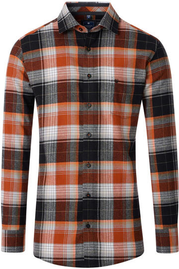 REDMOND Flanell Hemd orange kariert Comfort Fit Langarm