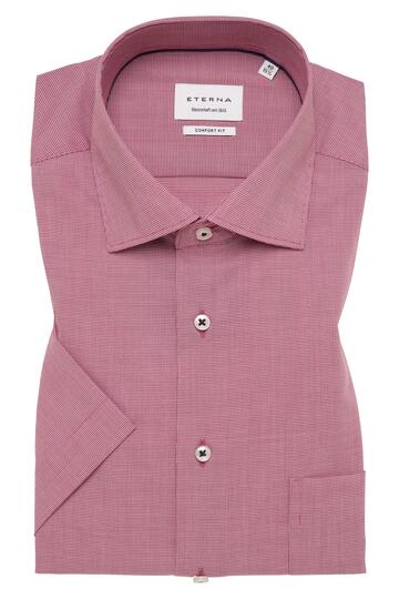 ETERNA Hemd Rot gemustert Comfort Fit Kurzarm