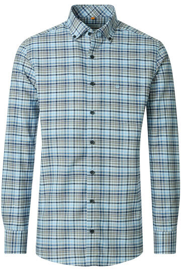 REDMOND Oxford Karo Hemd blau kariert Comfort Fit