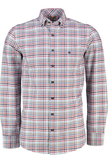 REDMOND Oxford Karo Hemd rot kariert Comfort Fit