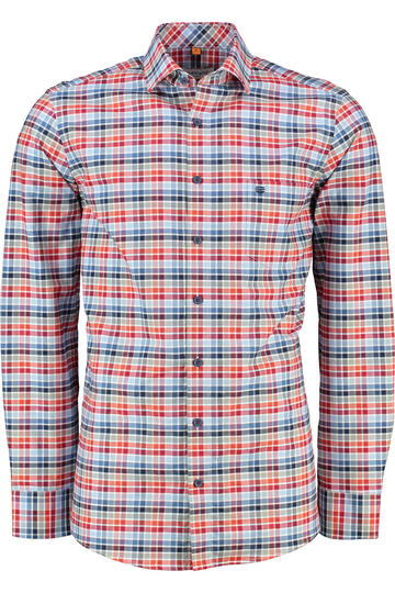 REDMOND Oxford Karo Hemd rot kariert Comfort Fit