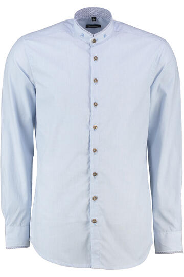 OS TRACHTEN Hemd hellblau einfarbig Slim Fit Langarm