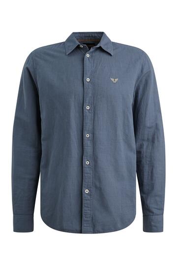 PME LEGEND Leinen Hemd bijou blue Langarm