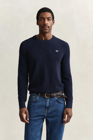 GANT Rundhals Pullover evening blue Regular Fit