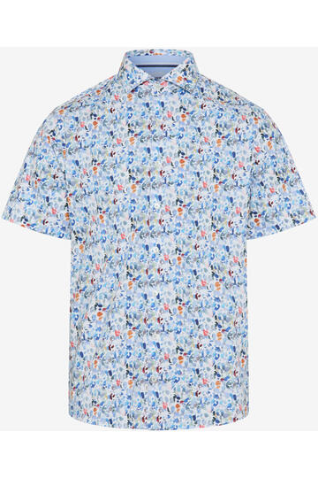BRAX Hemd cove gemustert Modern Fit Kurzarm
