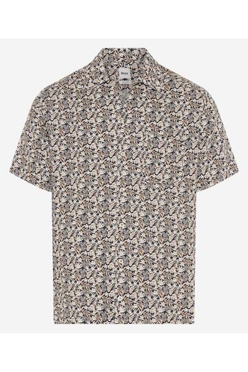 BRAX Leinen Hemd Luke peanut gebl�mt Modern Fit Kurzarm