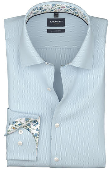 OLYMP Business Hemd Luxor bleu gemustert Modern Fit Langarm
