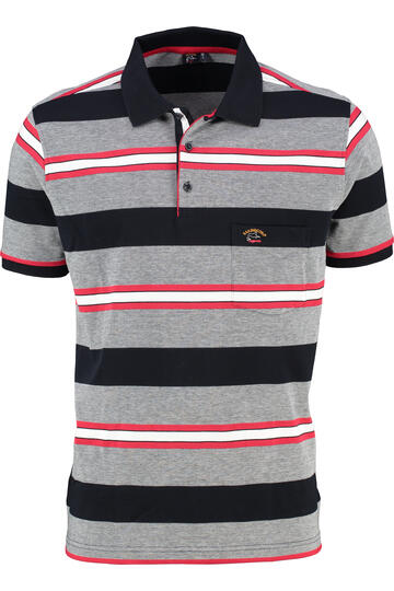 DAVID WILYMS Polo-Shirt navy gestreift