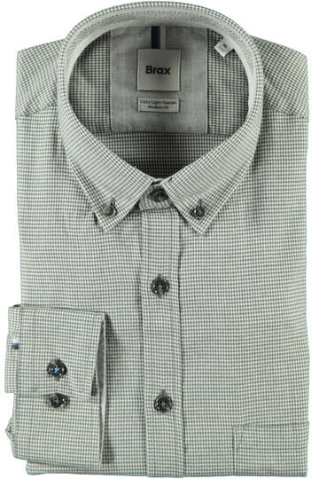 BRAX Light Flanell Hemd Daniel platin kariert Modern Fit Langarm