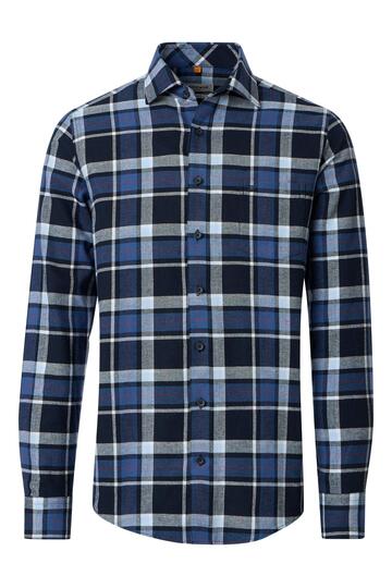 REDMOND Flanell Karo Hemd blau kariert Casual Fit Langarm