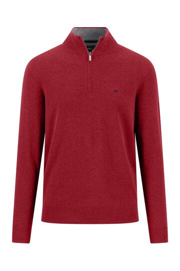 FYNCH HATTON Cashmere Troyer brick einfarbig Casual Fit