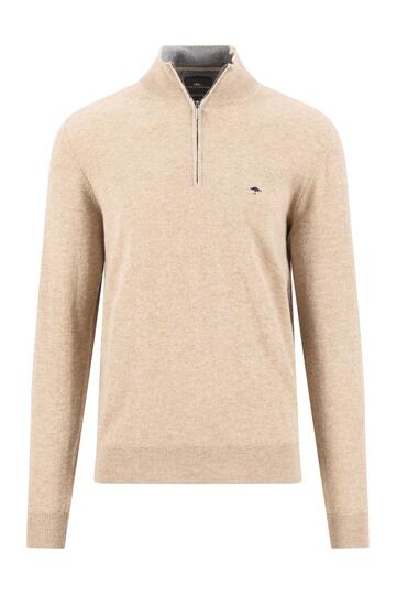 FYNCH HATTON Cashmere Troyer taupe einfarbig Casual Fit