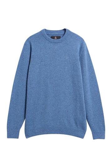 BARBOUR Rundhals Pullover Essential tarn Blue einfarbig