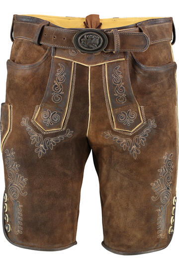MADDOX Leder Shorts Rolli nuss einfarbig
