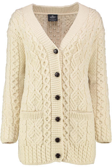 ARAN Strickjacke natur  im typischen Irland Aran Strick