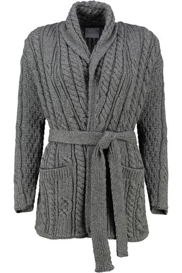 ARAN Strickjacke anthrazit in supersofter Merinowolle