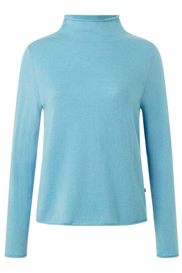 MAERZ Stehbund-Pullover hellblau aus hochwertiger Merinowolle
