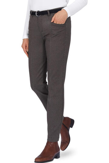 BRAX Winter-Jersey Hose Shakira braun  Skinny Fit im edlen Minimal-Dessin