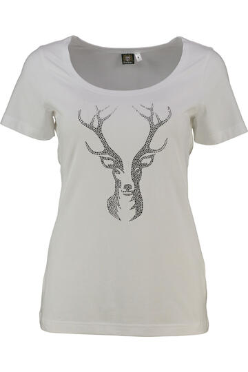 OS TRACHTEN Shirt wei�  mit Hirsch-Applikation