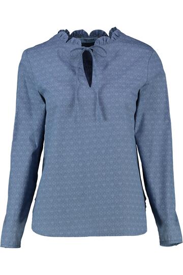 ANNA Bluse blau  mit edlem R�schenkragen