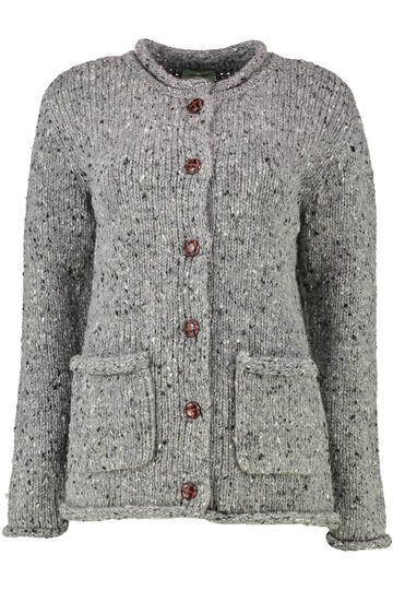 ARAN Strickjacke grau aus Donegal-Tweedgarn