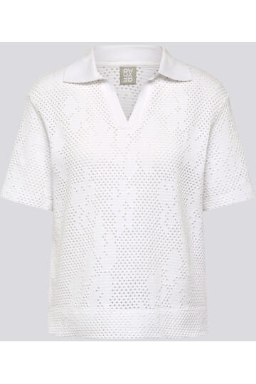 RABE Polo-Shirt wei� im Ajour-Strick