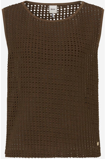 BRAX Top Ina Crochet-Optik Jersey dark ebony
