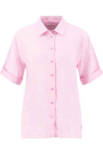 FYNCH HATTON Leinen-Bluse sorbet rose Kurzarm