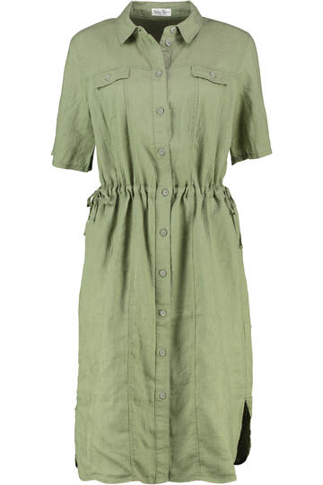 BARBARA LEBEK Leinen-Kleid khaki Kurzarm