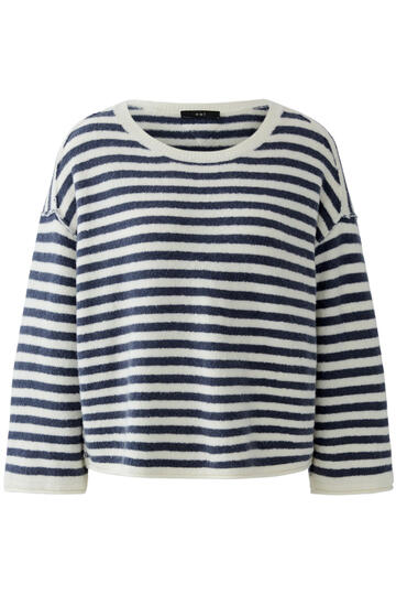 OUI Pullover white blue gestreift 3/4-Arm