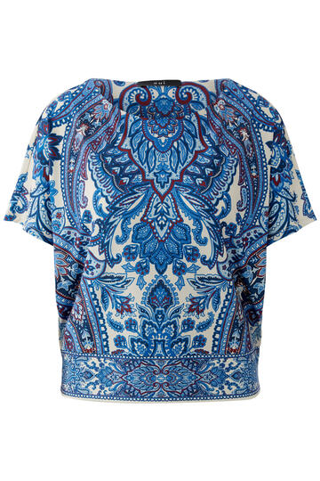 OUI Shirt offwhite blue gemustert