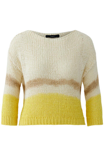 OUI Pullover yellow white gemustert 3/4-Arm