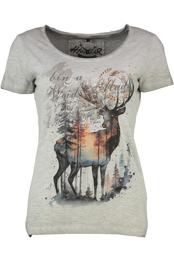 HANGOWEAR T-Shirt Bernhilde hellgrau in Vintage-wash-Optik