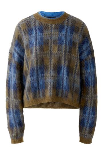 OUI Pullover brown-blue kariert in flauschiger Quali�t