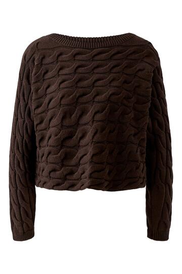 OUI Pullover Sirah chocolate im Zopfstrickmuster