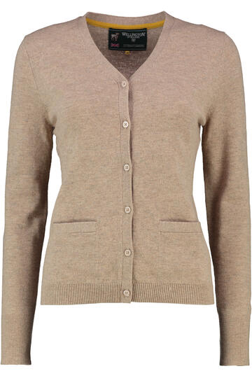 WELLINGTON OF BILMORE Lambswool-Strickjacke Mara taupe