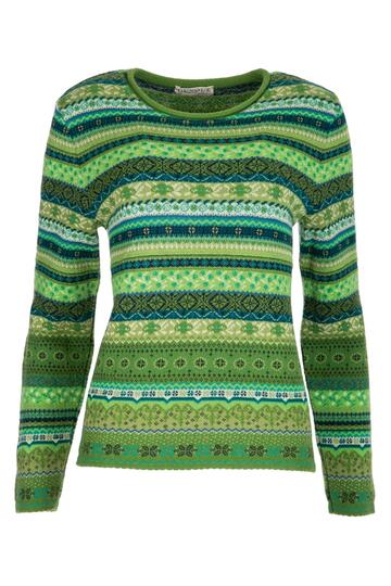 DUNQUE Jacquard-Pullover Gr�n-bunt gemustert