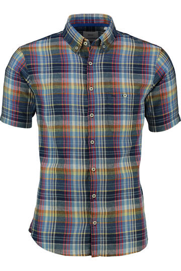 BRAX Hemd manhattan kariert Modern Fit Kurzarm