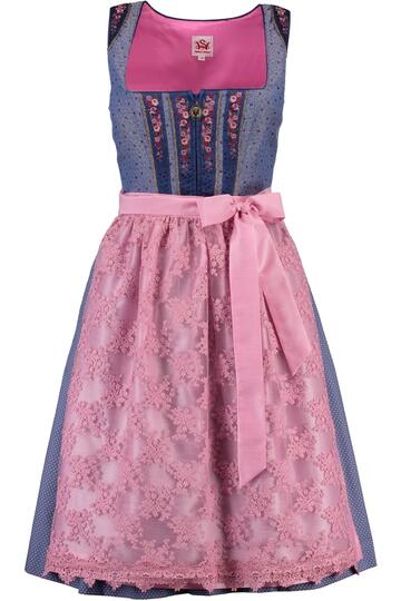 SPIETH & WENSKY Dirndl Hibiskus blau/rosa