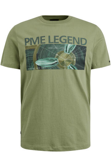 PME LEGEND Short sleeve r-neck single jersey digital print T-Shirt Sage