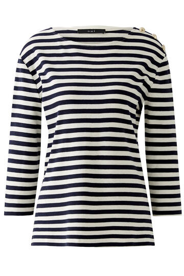 OUI Shirt black/offwhite gestreift 3/4-Arm